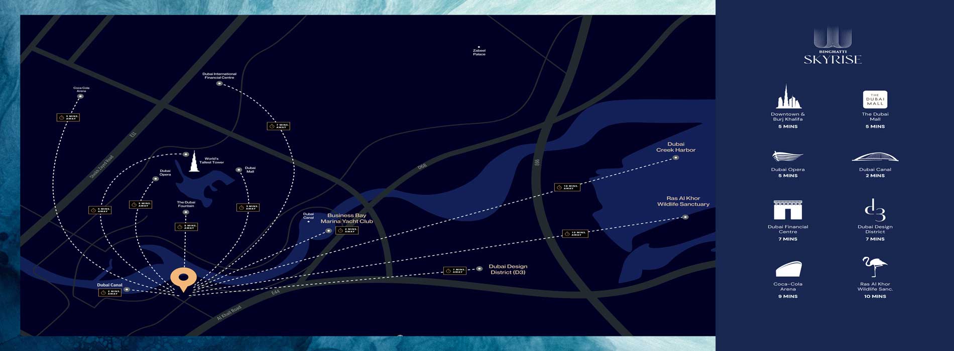 Location of Binghatti Skyrise Business Bay